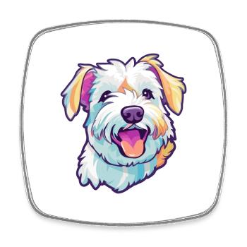English White Terrier Dog Breed Cartoon Kawaii Ill - Square fridge magnet - white - Front