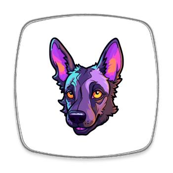 Dutch Shepherd Dog Breed Cartoon Kawaii Illustrati - Square fridge magnet - white - Front
