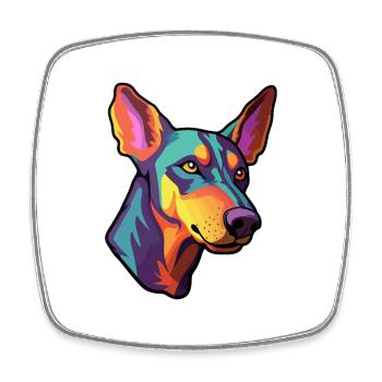 Doberman Pinscher chien race Cartoon Kawaii Illustr - Magnet carré - blanc - Devant
