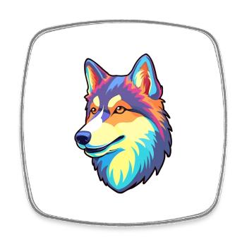 East Siberian Laika Dog Breed Cartoon Kawaii Illus - Square fridge magnet - white - Front
