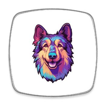 Bucovine chien de berger race dessin animé kawaii illustr - Magnet carré - blanc - Devant