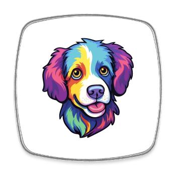 Drentse Patrijshond Dog Breed Cartoon Kawaii Illus - Square fridge magnet - white - Front