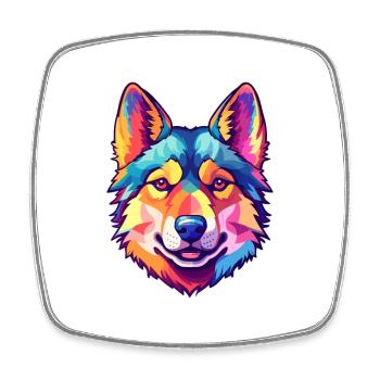Tschechoslowakischer Wolfshund Hunderasse Karikatur Kawaii I - Viereckiger Kühlschrankmagnet - Weiß - Vorne