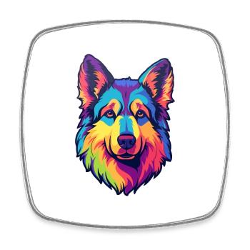 Race de chien de berger croate Cartoon Kawaii Illustr - Magnet carré - blanc - Devant