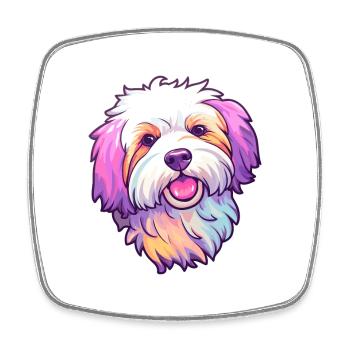 Coton De Tuléar Race De Chien Cartoon Kawaii Illustrat - Magnet carré - blanc - Devant