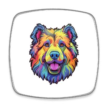 Kaukasischer Schäferhund Rasse Cartoon Kawaii Illust - Viereckiger Kühlschrankmagnet - Weiß - Vorne