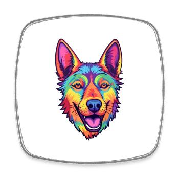 Czechoslovakian Vlcak Dog Breed Cartoon Kawaii Ill - Square fridge magnet - white - Front
