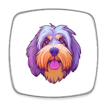 Briard Dog Breed Cartoon Kawaii Illustration - Square fridge magnet - white - Front