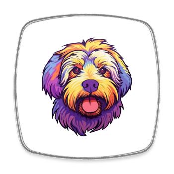 Catalan Sheepdog Dog Breed Cartoon Kawaii Illustra - Square fridge magnet - white - Front