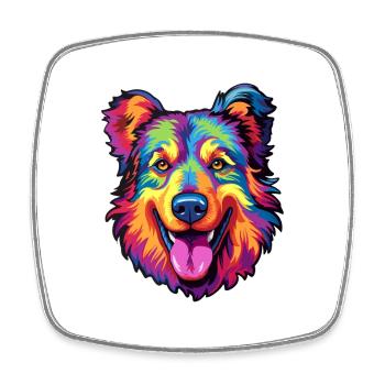 Carpathian Shepherd Dog Breed Cartoon Kawaii Illus - Square fridge magnet - white - Front