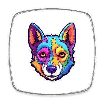 Canaan chien race dessin animé Kawaii Illustration - Magnet carré - blanc - Devant