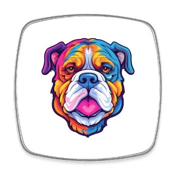 Bulldogge Hund Rasse Cartoon Kawaii Illustration - Viereckiger Kühlschrankmagnet - Weiß - Vorne