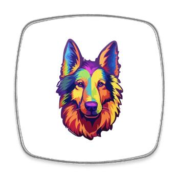 Belgian Shepherd Dog Breed Cartoon Kawaii Illustra - Square fridge magnet - white - Front