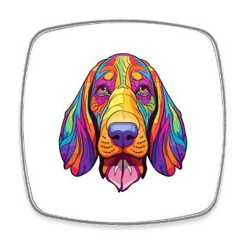 Basset Hound chien race dessin animé Kawaii Illustration - Magnet carré - blanc - Devant