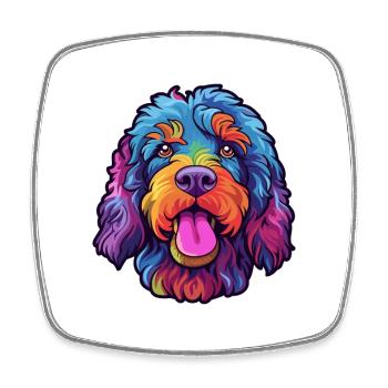 Barbet Dog Breed Cartoon Kawaii Illustration - Square fridge magnet - white - Front