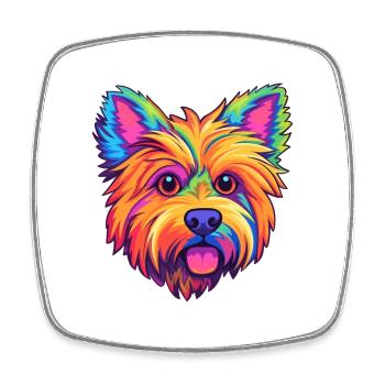 Australian Silky Terrier Dog Breed Cartoon Kawaii - Square fridge magnet - white - Front