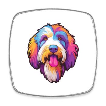 Bearded Collie chien race dessin animé kawaii illustrati - Magnet carré - blanc - Devant