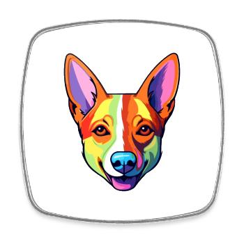 Basenji Hunderasse Cartoon Kawaii Illustration - Viereckiger Kühlschrankmagnet - Weiß - Vorne