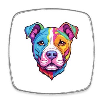 American Pitbull Terrier Dog Breed Cartoon Kawaii - Square fridge magnet - white - Front