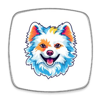 American Eskimo Dog Breed Cartoon Kawaii Illustrat - Square fridge magnet - white - Front