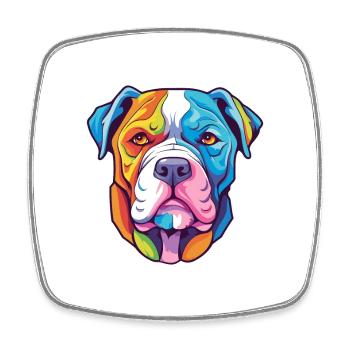 American Bulldog Dog Breed Cartoon Kawaii Illustra - Square fridge magnet - white - Front