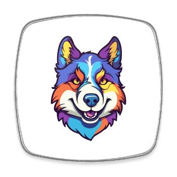 Alaskan Husky Dog Breed Cartoon Kawaii Illustratio - Square fridge magnet - white - Front