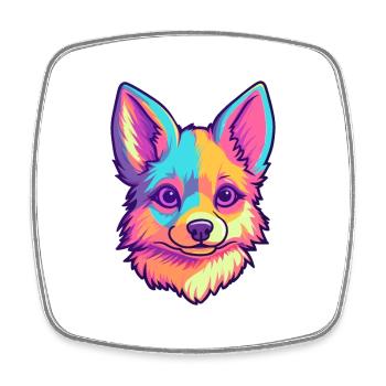Alaskan Klee Kai Dog Breed Cartoon Kawaii Illustra - Square fridge magnet - white - Front