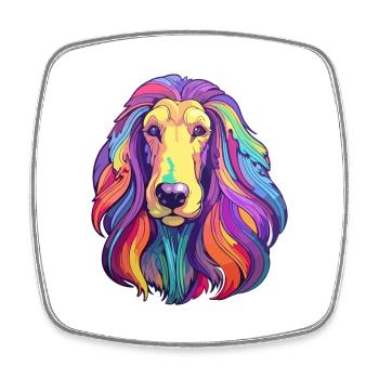 Lévrier afghan race chien dessin animé Kawaii Illustration - Magnet carré - blanc - Devant