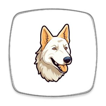 White Shepherd Dog Breed Cartoon Kawaii Illustrati - Square fridge magnet - white - Front