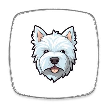 Westie Hunderasse Karikatur Kawaii Illustration - Viereckiger Kühlschrankmagnet - Weiß - Vorne