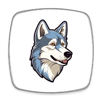 West Siberian Laika Dog Breed Cartoon Kawaii Illus - Square fridge magnet - white - Front