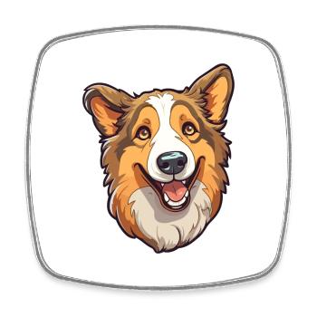 Chien de berger gallois race de chien dessin animé Kawaii Illustrati - Magnet carré - blanc - Devant