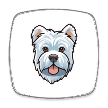 West Highland Terrier Dog Breed Cartoon Kawaii Ill - Square fridge magnet - white - Front