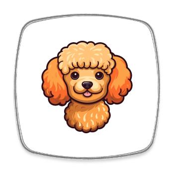 Toy Poodle Dog Breed Cartoon Kawaii Illustration - Square fridge magnet - white - Front