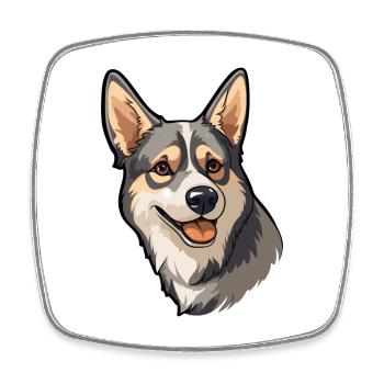 Swedish Vallhund Dog Breed Cartoon Kawaii Illustra - Square fridge magnet - white - Front