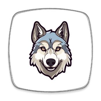 Tamaskan Dog Breed Cartoon Kawaii Illustration - Square fridge magnet - white - Front