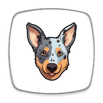 St Miguel Cattle Dog Rasse Cartoon Kawaii Illustra - Viereckiger Kühlschrankmagnet - Weiß - Vorne