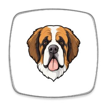 St Bernard Dog Breed Cartoon Kawaii Illustration - Square fridge magnet - white - Front