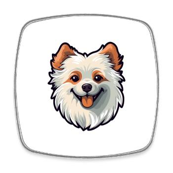 Spitz chien race Cartoon Kawaii Illustration - Magnet carré - blanc - Devant