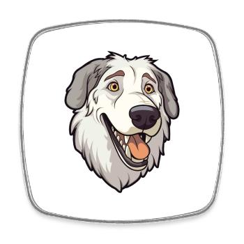 Sud Russe Ovcharka Race De Chien Dessin Animé Kawaii Il - Magnet carré - blanc - Devant
