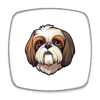 Shih Tzu Dog Breed Cartoon Kawaii Illustration - Square fridge magnet - white - Front