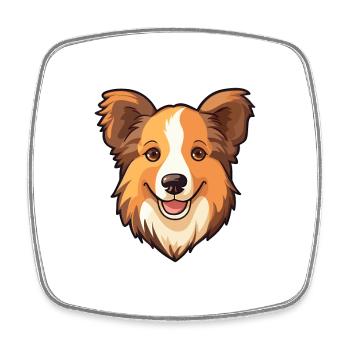 Shetland Berger chien race Cartoon Kawaii Illustr - Magnet carré - blanc - Devant
