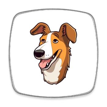 Glatter Collie Hund Rasse Cartoon Kawaii Illustratio - Viereckiger Kühlschrankmagnet - Weiß - Vorne