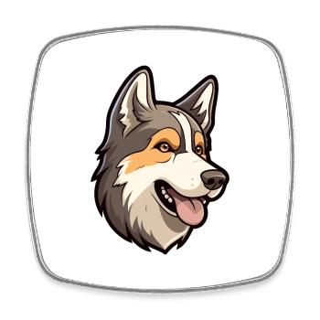 Sibérie Laika chien race dessin animé kawaii illustrati - Magnet carré - blanc - Devant