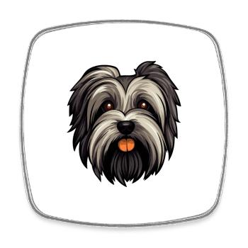 Skye Terrier chien race dessin animé Kawaii Illustration - Magnet carré - blanc - Devant