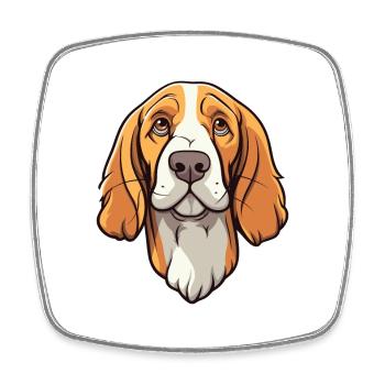 Slovensky Cuvac race de chien dessin animé kawaii illustrat - Magnet carré - blanc - Devant