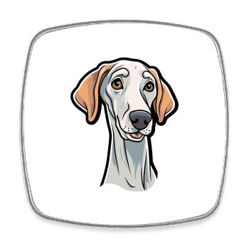 Sloughi Hunderasse Cartoon Kawaii Illustration - Viereckiger Kühlschrankmagnet - Weiß - Vorne