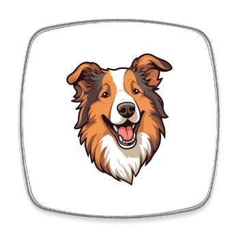 Scotch Collie Hunderasse Cartoon Kawaii Illustratio - Viereckiger Kühlschrankmagnet - Weiß - Vorne
