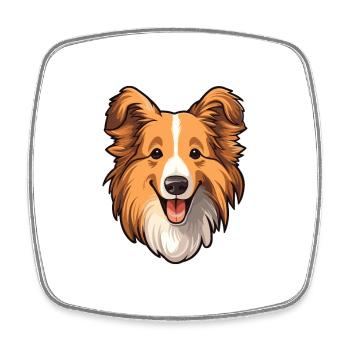 Sheltie Dog Breed Cartoon Kawaii Illustration - Square fridge magnet - white - Front
