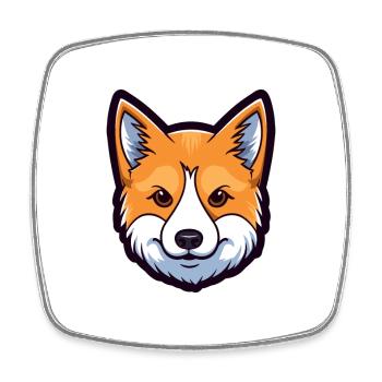 Shiba Inu race de chien dessin animé Kawaii Illustration - Magnet carré - blanc - Devant